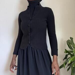 Vintage whimsygoth Black knit button up cardigan sweater size PS